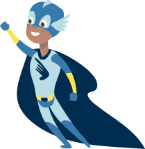 Animated superhero with fish mask