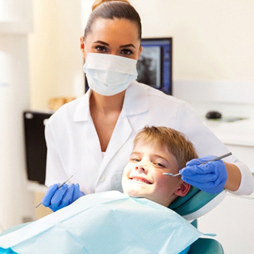 Young boy during dental checkup in Willow Park