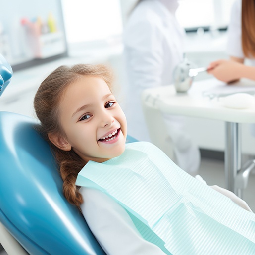 Little girl preparing for tooth extraction in Willow Park
