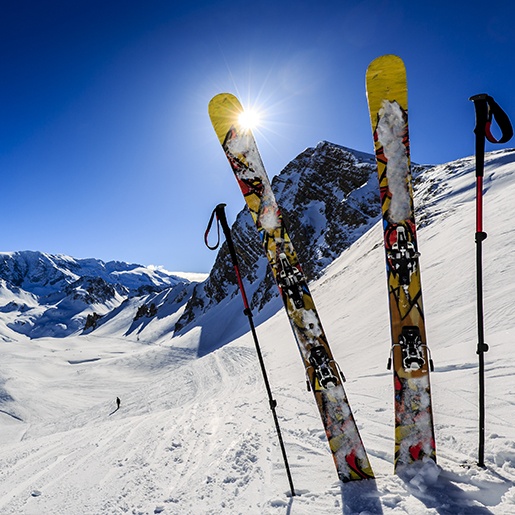 Skis stuck in snow