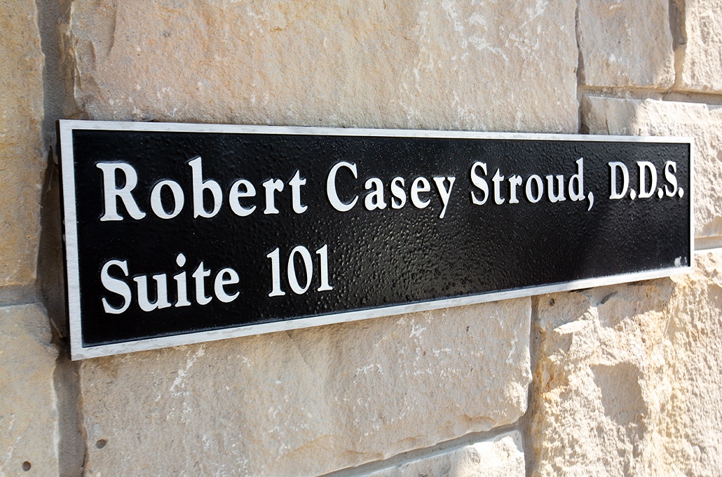 Dr. Stroud's name on sign outside the office