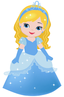Animated princess in blue dress