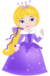 Animated princess in purple dress