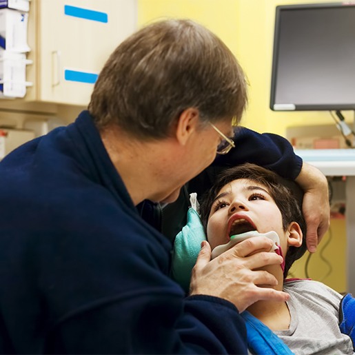 Child receiving dental exam