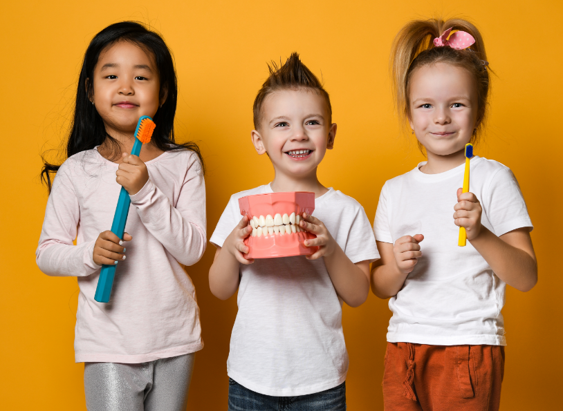 Happy kids at the dentist